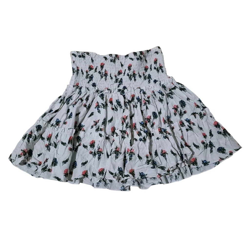 Olivaceous M Linen Rayon Mini Skirt Cottage Core Peasant Romantic Feminine Girly